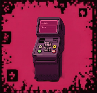 Pixel art de um balão chatbot, branco com 3 pontinhos dentro.