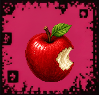 Pixel art de um balão chatbot, branco com 3 pontinhos dentro.